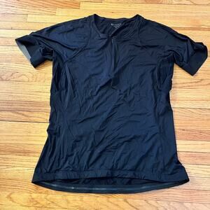 Athleta Shirt Womens XL Velo Cycle Jersey Top Black Athletic Cycling Pockets
